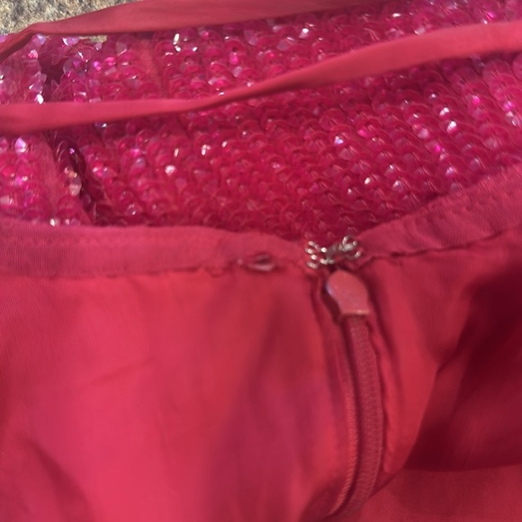 Retrofete Claire Beaded Sequin Mini Dress Size Large Hot Pink With Tie Waist - Picture 12 of 15